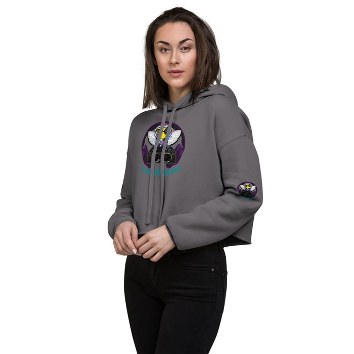 Cool & Cute PURPLE BEE 1 WITH THE BEAT Crop Hoodie