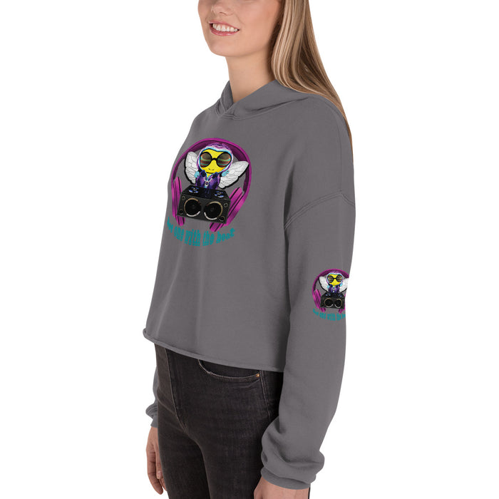 Cool & Cute PINK BEE 1 WITH THE BEAT Crop Hoodie