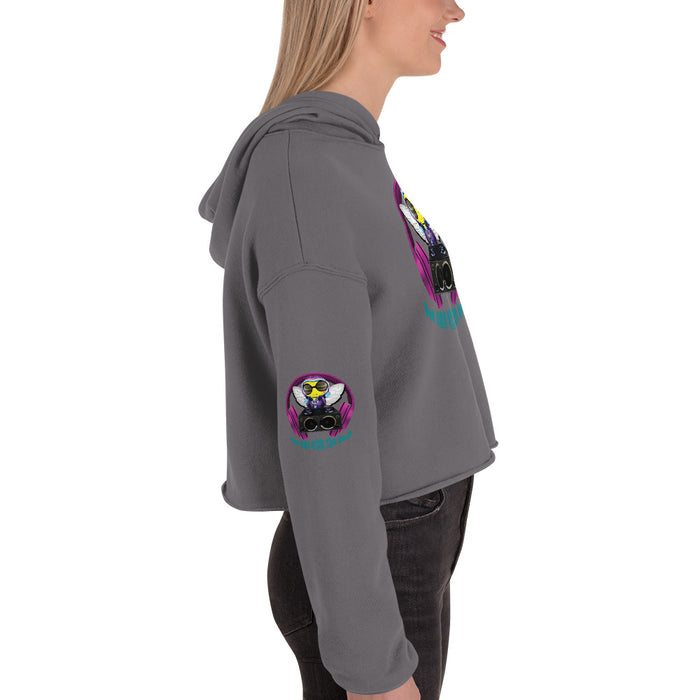 Cool & Cute PINK BEE 1 WITH THE BEAT Crop Hoodie