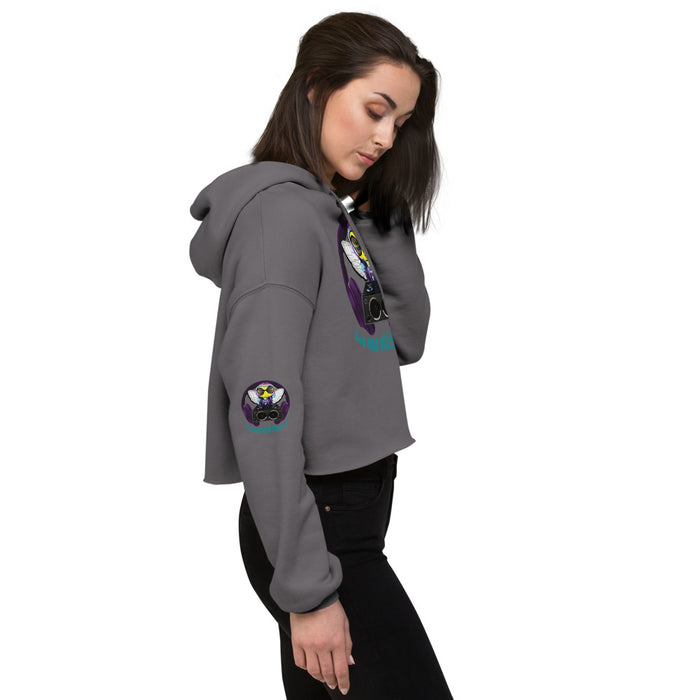 Cool & Cute PURPLE BEE 1 WITH THE BEAT Crop Hoodie