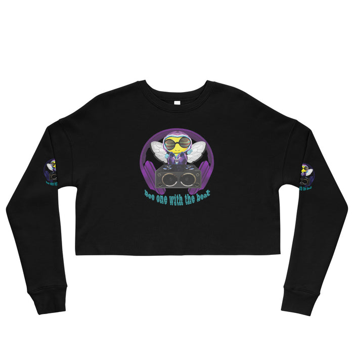 Cool & Cute PURPLE BEE ONE WITH THE BEAT Crop Sweatshirt