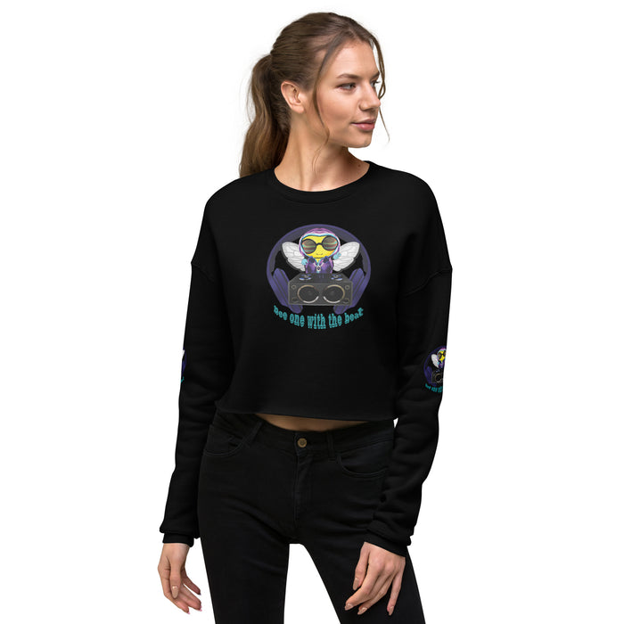 Cool & Cute BLUE BEE 1 WITH THE BEAT Crop Sweatshirt