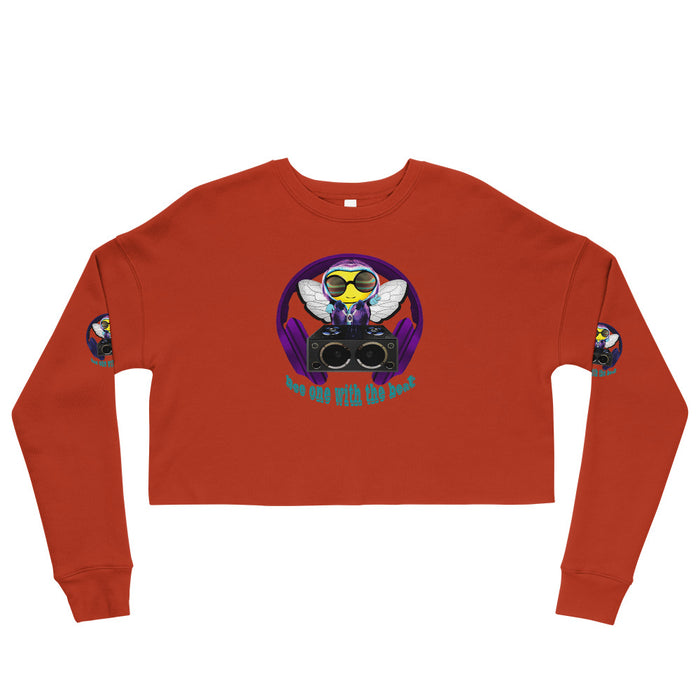 Cool & Cute PURPLE BEE ONE WITH THE BEAT Crop Sweatshirt