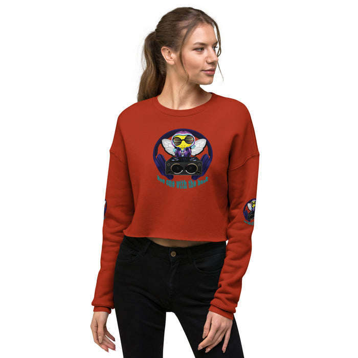 Cool & Cute BLUE BEE 1 WITH THE BEAT Crop Sweatshirt