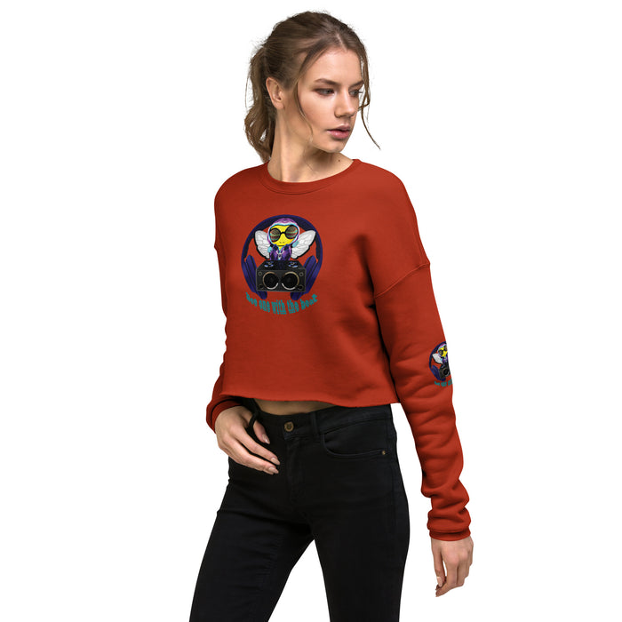 Cool & Cute BLUE BEE 1 WITH THE BEAT Crop Sweatshirt