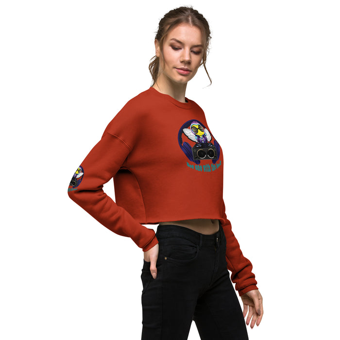 Cool & Cute BLUE BEE 1 WITH THE BEAT Crop Sweatshirt