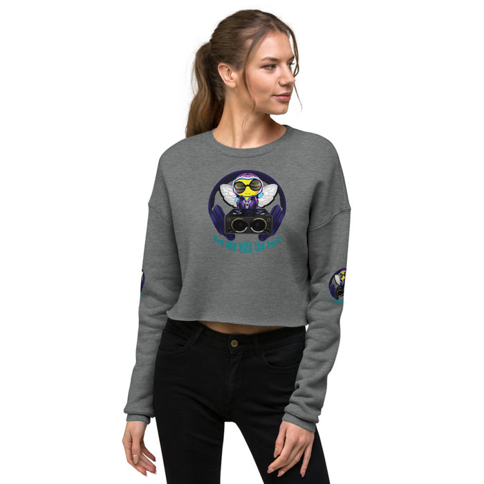 Cool & Cute BLUE BEE 1 WITH THE BEAT Crop Sweatshirt