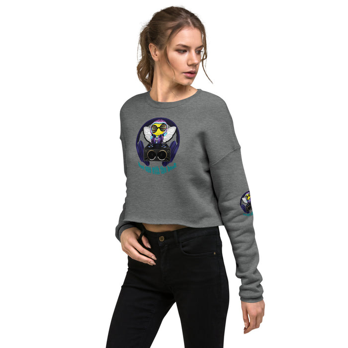 Cool & Cute BLUE BEE 1 WITH THE BEAT Crop Sweatshirt