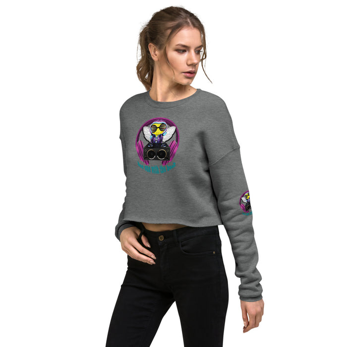 Cool & Cute PINK BEE 1 WITH THE BEAT Crop Sweatshirt