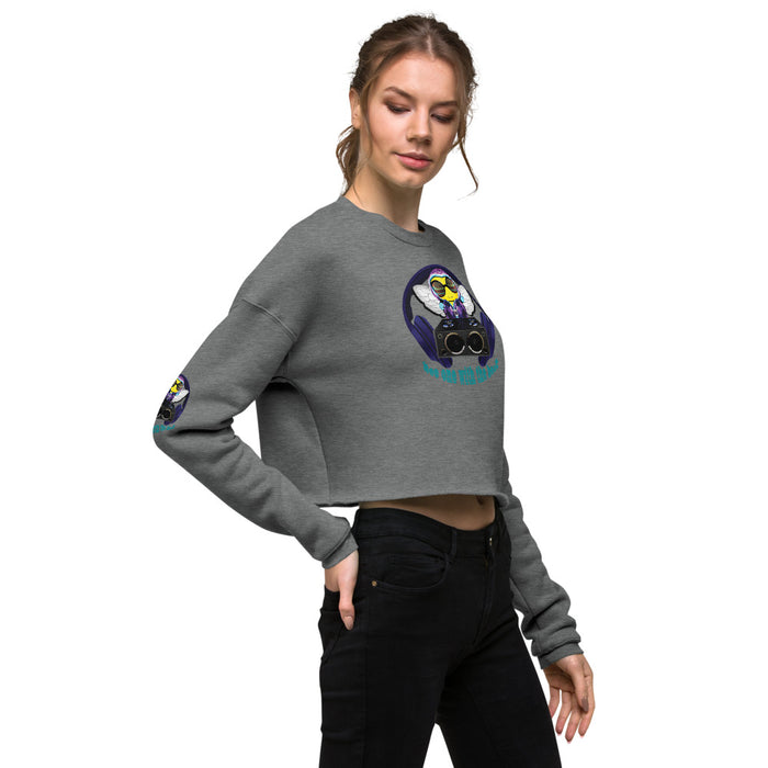 Cool & Cute BLUE BEE 1 WITH THE BEAT Crop Sweatshirt