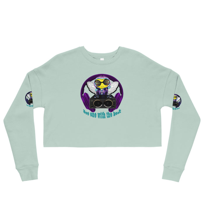 Cool & Cute PURPLE BEE ONE WITH THE BEAT Crop Sweatshirt