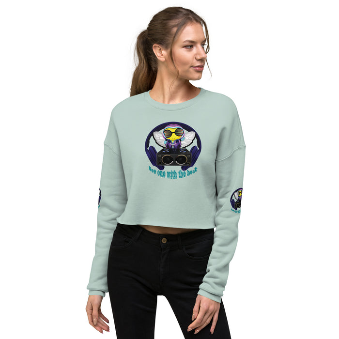 Cool & Cute BLUE BEE 1 WITH THE BEAT Crop Sweatshirt