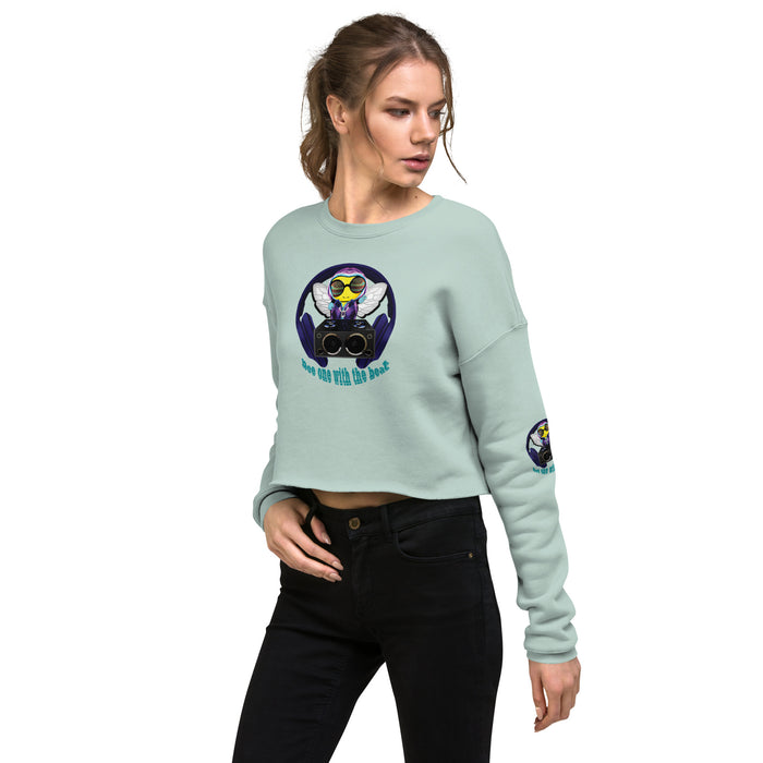 Cool & Cute BLUE BEE 1 WITH THE BEAT Crop Sweatshirt