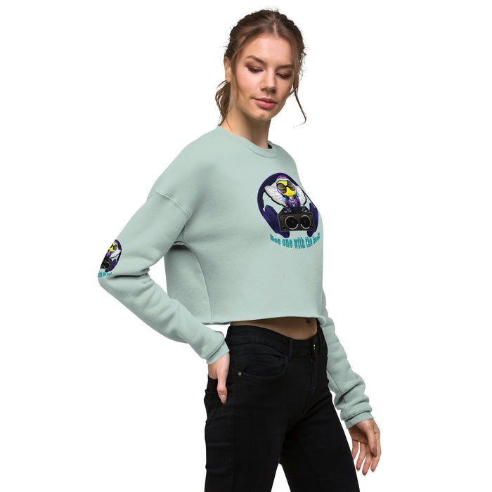 Cool & Cute BLUE BEE 1 WITH THE BEAT Crop Sweatshirt