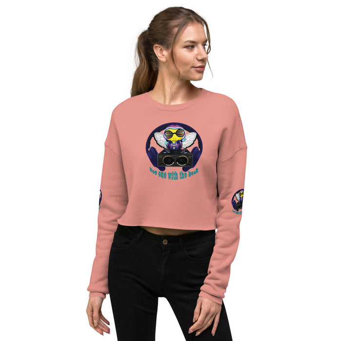 Cool & Cute BLUE BEE 1 WITH THE BEAT Crop Sweatshirt