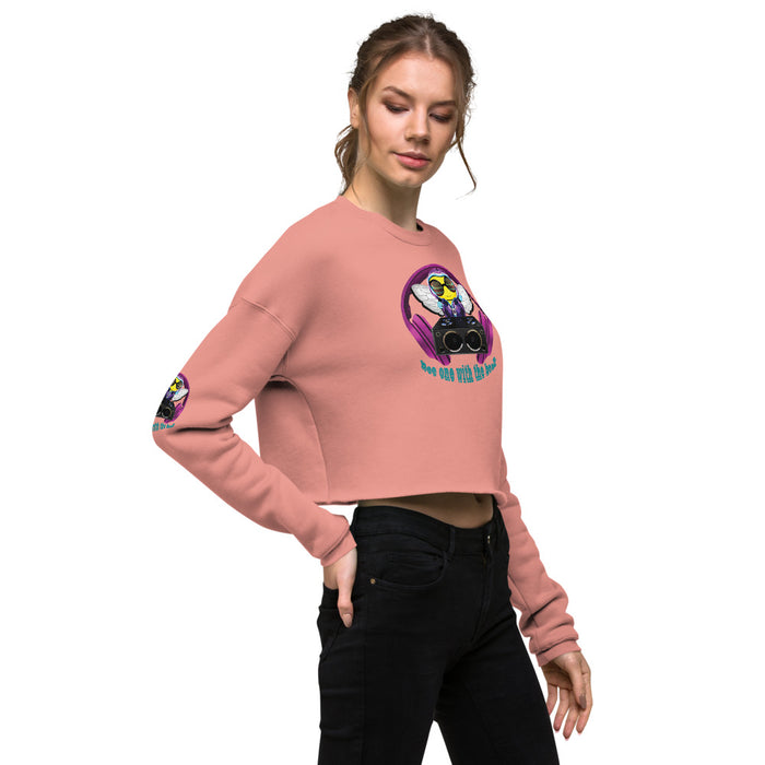 Cool & Cute PINK BEE 1 WITH THE BEAT Crop Sweatshirt