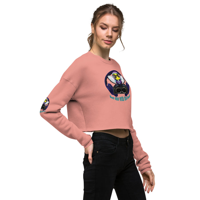 Cool & Cute BLUE BEE 1 WITH THE BEAT Crop Sweatshirt