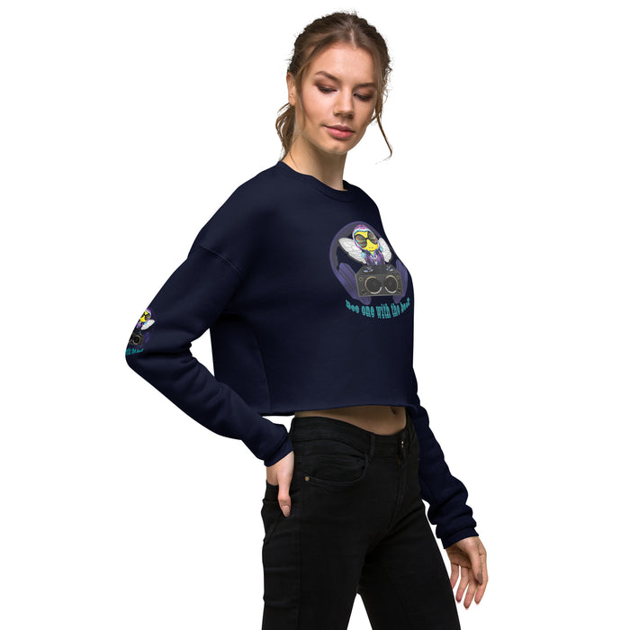 Cool & Cute BLUE BEE 1 WITH THE BEAT Crop Sweatshirt