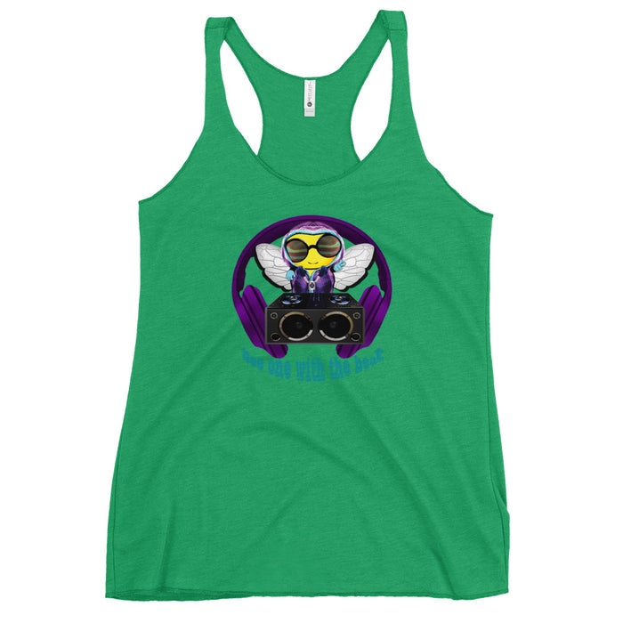 Cool & Cute PURPLE BEE 1 WITH THE BEAT Women's Racerback Tank