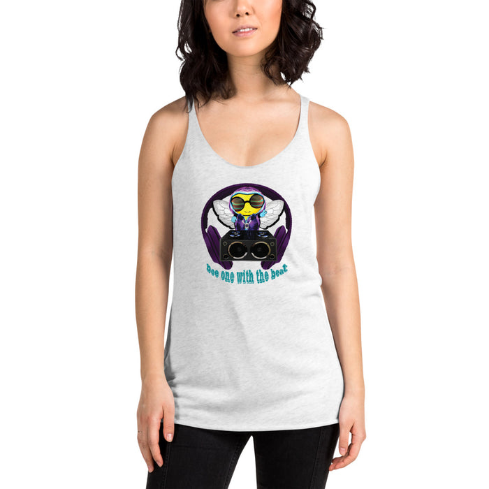 Cool & Cute PURPLE BEE 1 WITH THE BEAT Women's Racerback Tank