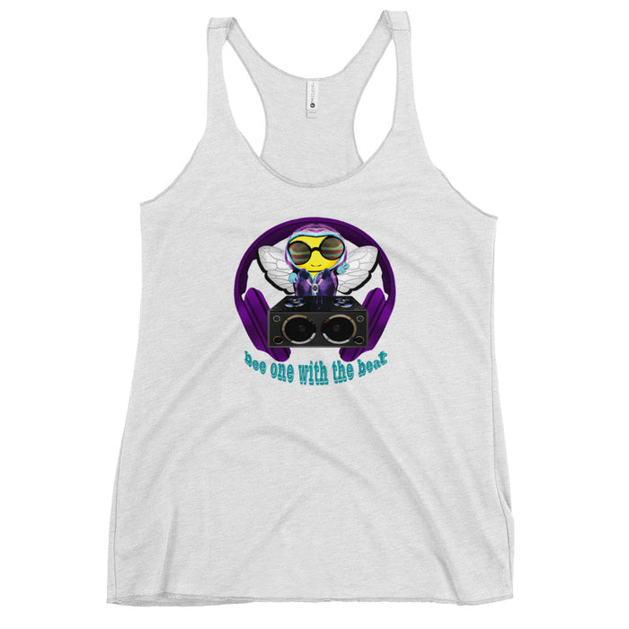 Cool & Cute PURPLE BEE 1 WITH THE BEAT Women's Racerback Tank