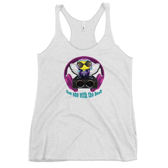 Cool & Cute PINK BEE 1 WITH THE BEAT Women's Racerback Tank