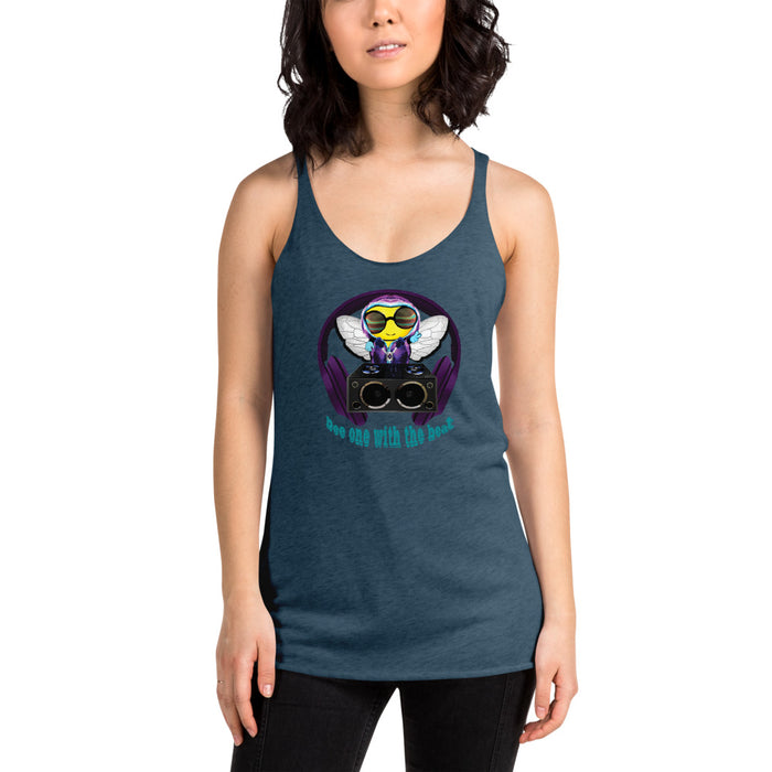 Cool & Cute PURPLE BEE 1 WITH THE BEAT Women's Racerback Tank