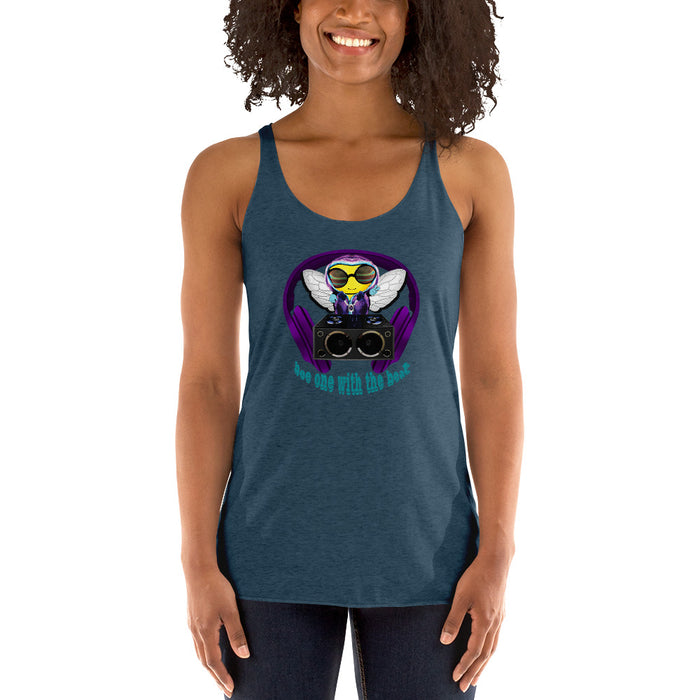 Cool & Cute PURPLE BEE 1 WITH THE BEAT Women's Racerback Tank