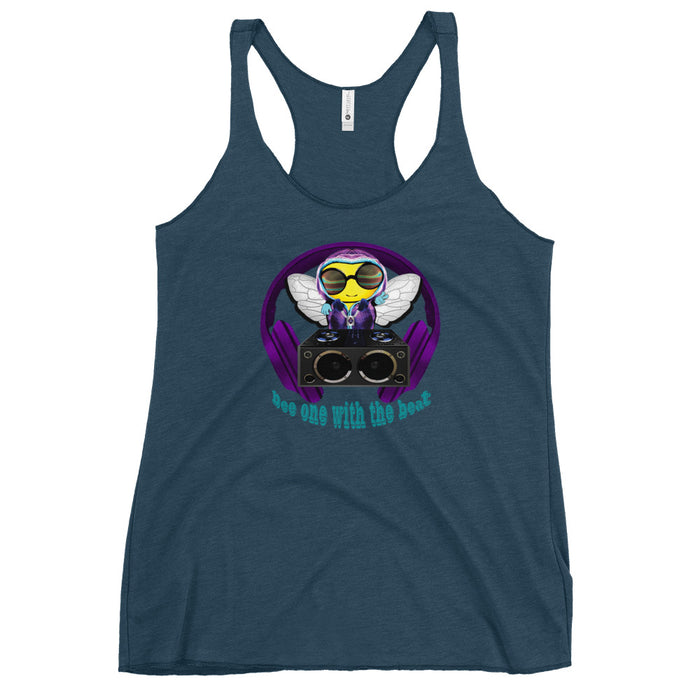 Cool & Cute PURPLE BEE 1 WITH THE BEAT Women's Racerback Tank