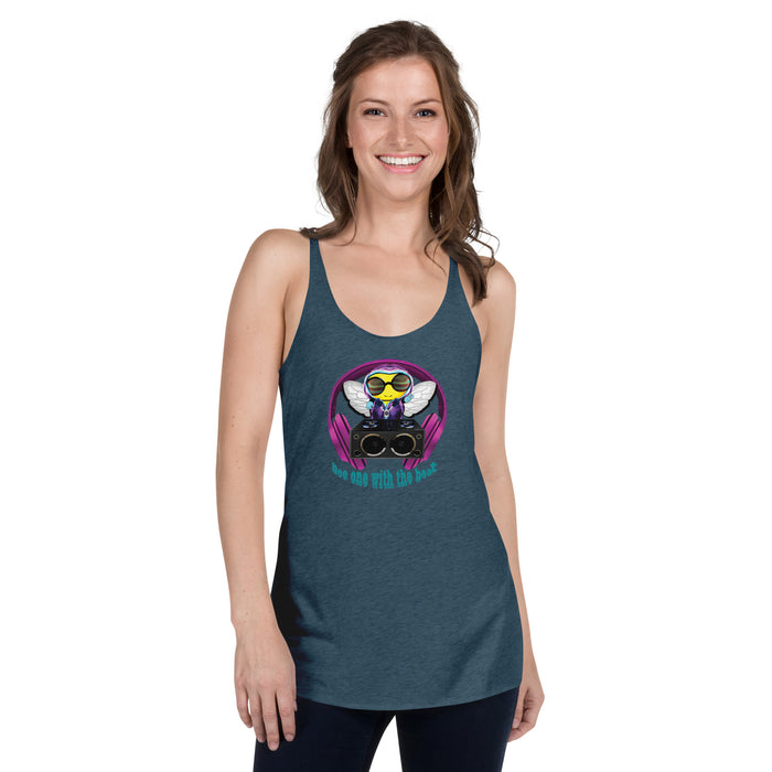 Cool & Cute PINK BEE 1 WITH THE BEAT Women's Racerback Tank