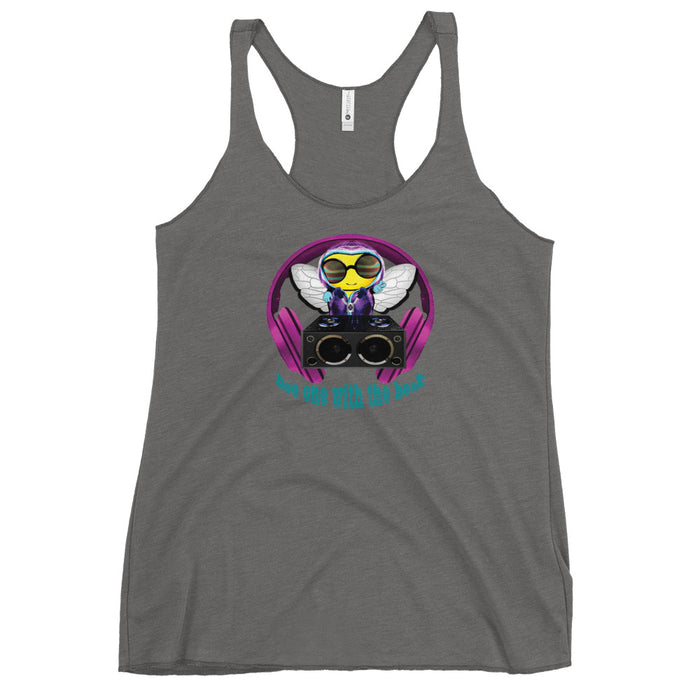 Cool & Cute PINK BEE 1 WITH THE BEAT Women's Racerback Tank