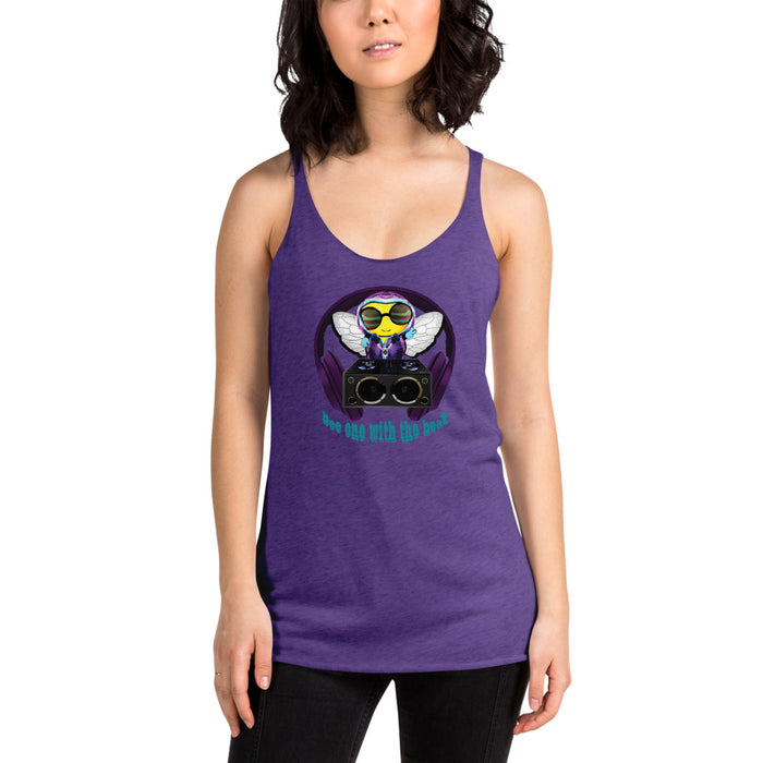 Cool & Cute PURPLE BEE 1 WITH THE BEAT Women's Racerback Tank