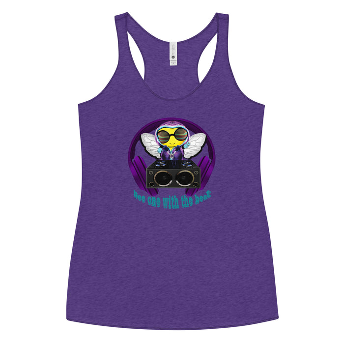 Cool & Cute PURPLE BEE 1 WITH THE BEAT Women's Racerback Tank