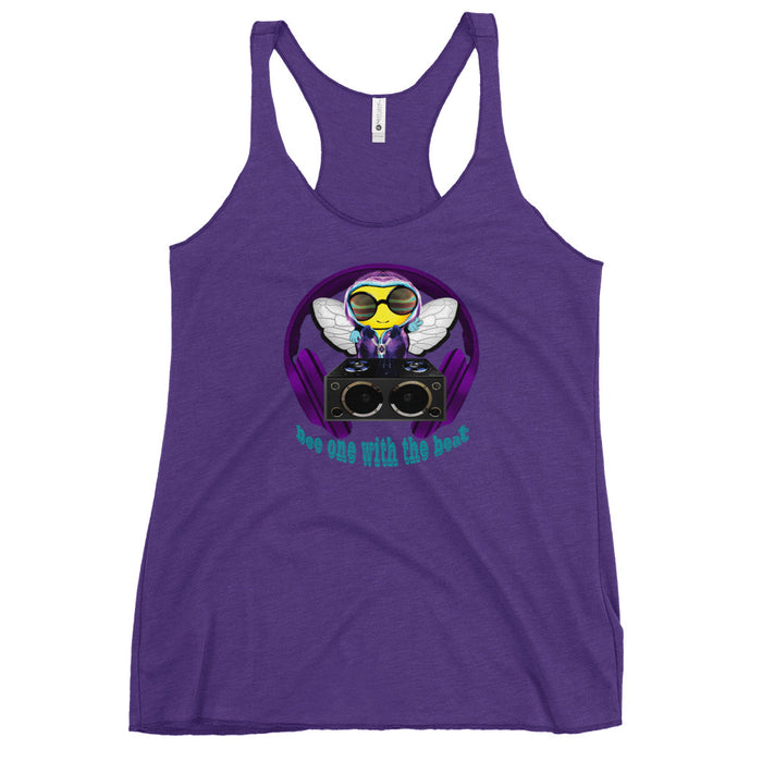 Cool & Cute PURPLE BEE 1 WITH THE BEAT Women's Racerback Tank