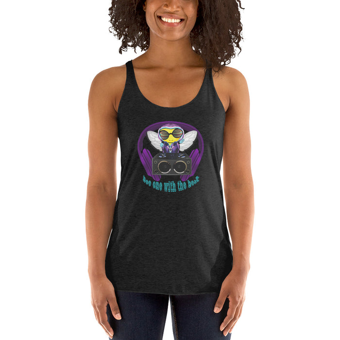 Cool & Cute PURPLE BEE 1 WITH THE BEAT Women's Racerback Tank