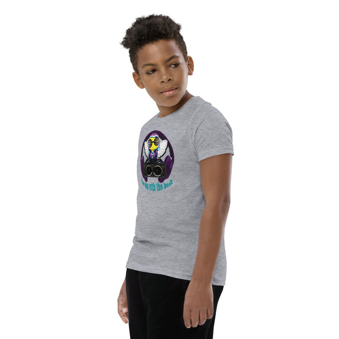 Cool & Cute PURPLE BEE 1 WITH THE BEAT Youth Short Sleeve T-Shirt