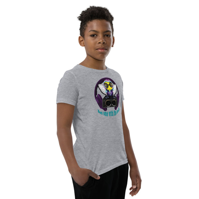 Cool & Cute PURPLE BEE 1 WITH THE BEAT Youth Short Sleeve T-Shirt