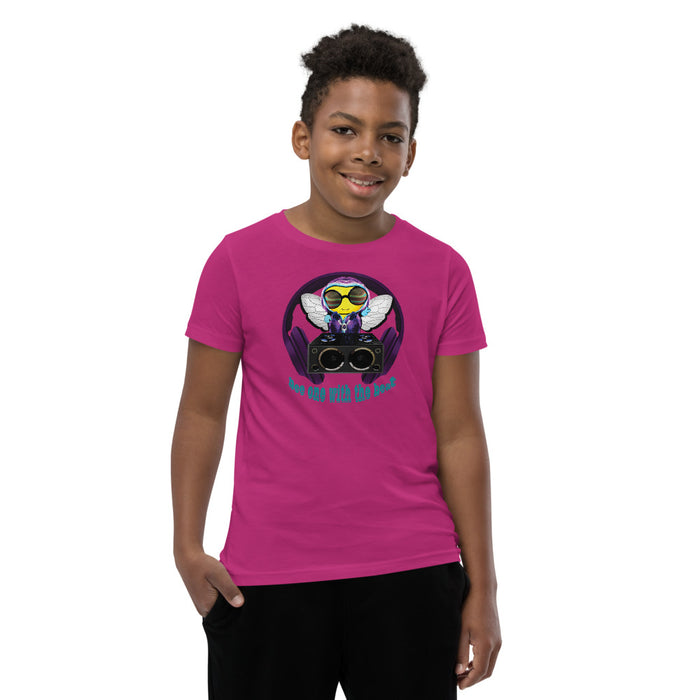 Cool & Cute PURPLE BEE 1 WITH THE BEAT Youth Short Sleeve T-Shirt