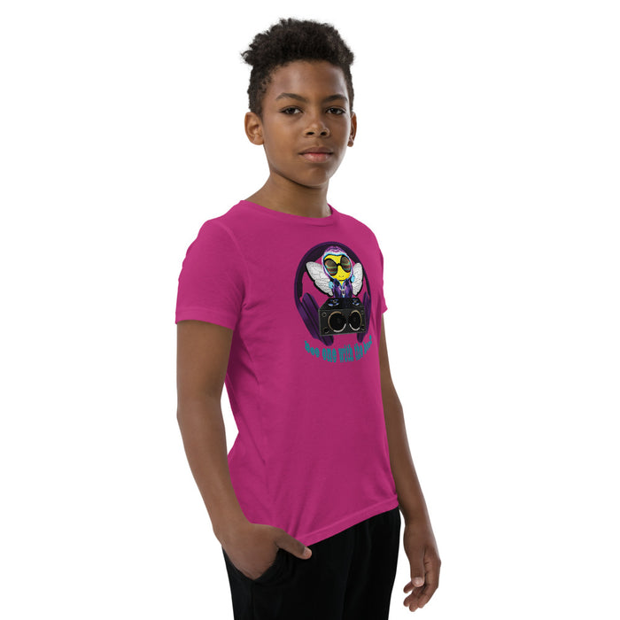 Cool & Cute PURPLE BEE 1 WITH THE BEAT Youth Short Sleeve T-Shirt