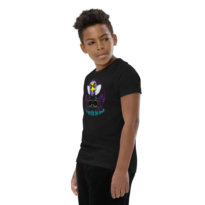 Cool & Cute PURPLE BEE 1 WITH THE BEAT Youth Short Sleeve T-Shirt