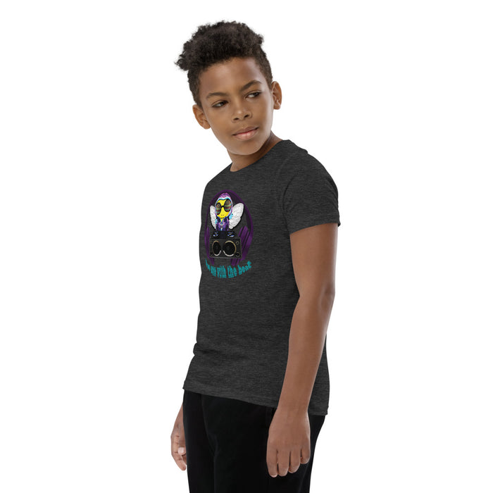 Cool & Cute PURPLE BEE 1 WITH THE BEAT Youth Short Sleeve T-Shirt