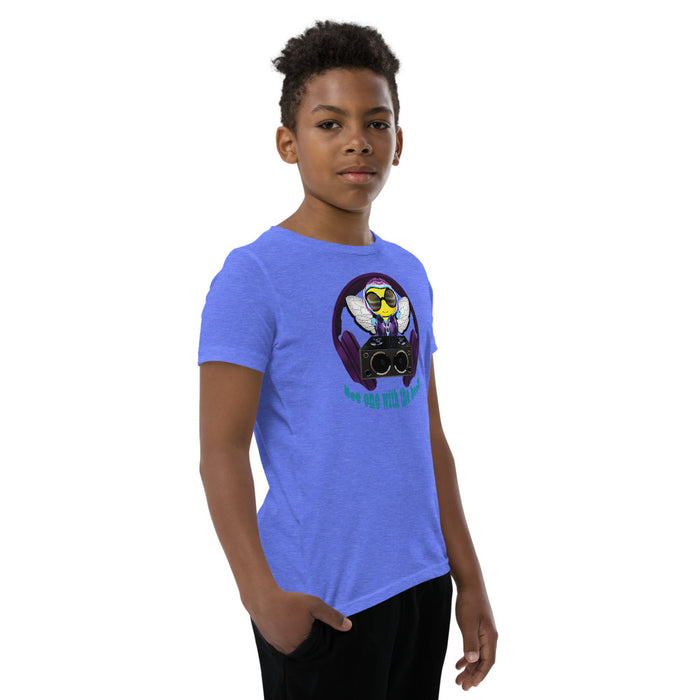 Cool & Cute PURPLE BEE 1 WITH THE BEAT Youth Short Sleeve T-Shirt