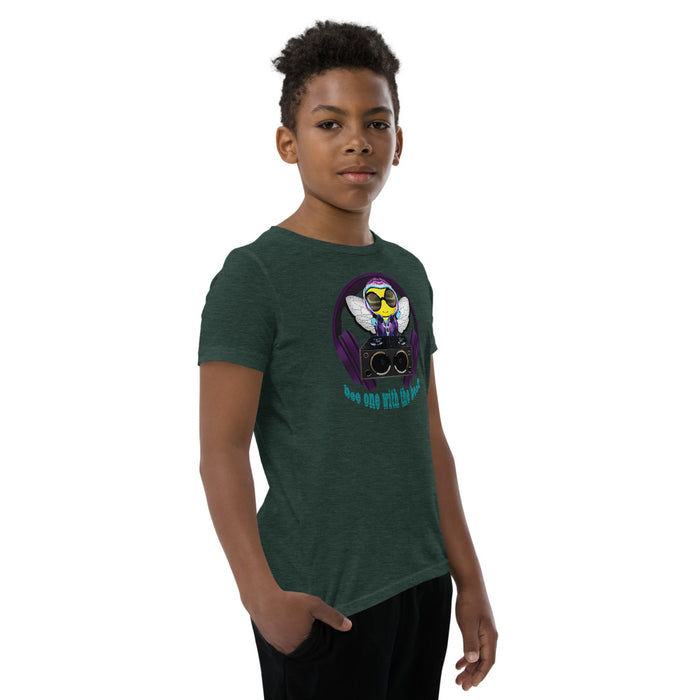 Cool & Cute PURPLE BEE 1 WITH THE BEAT Youth Short Sleeve T-Shirt