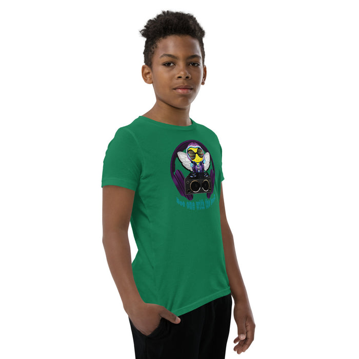 Cool & Cute PURPLE BEE 1 WITH THE BEAT Youth Short Sleeve T-Shirt