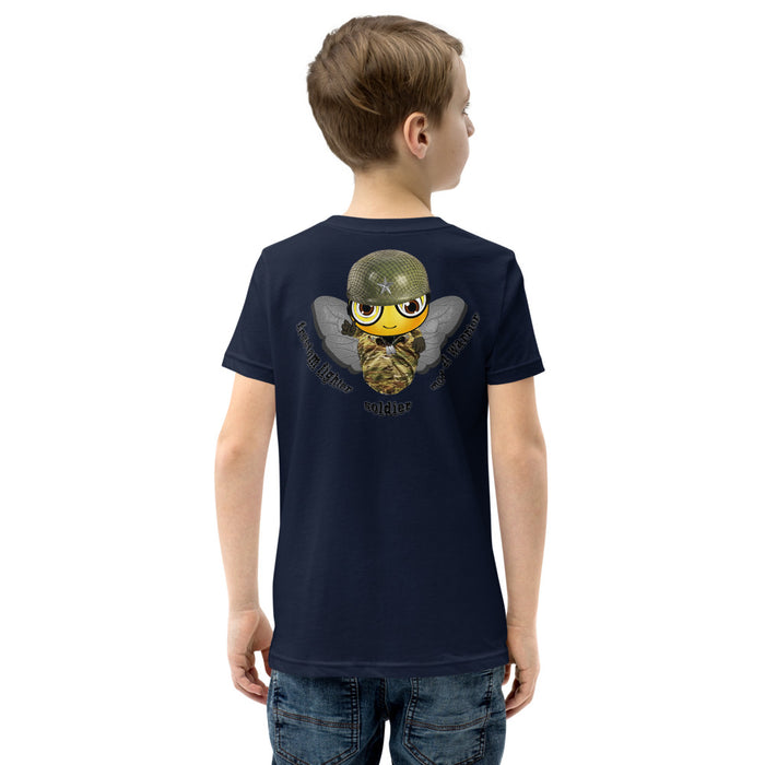 BOY BEE Collection Cute SOLDIER / MILITARY BEE Youth Short Sleeve T-Shirt