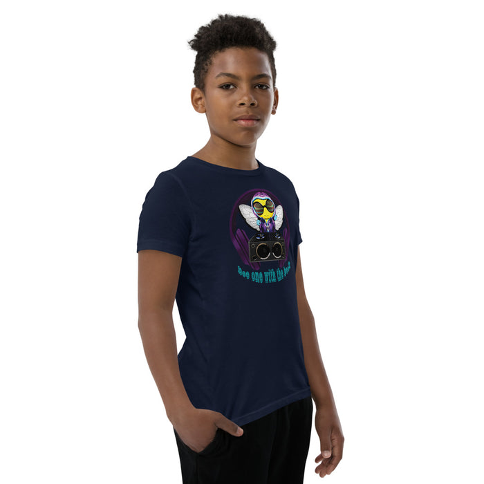 Cool & Cute PURPLE BEE 1 WITH THE BEAT Youth Short Sleeve T-Shirt