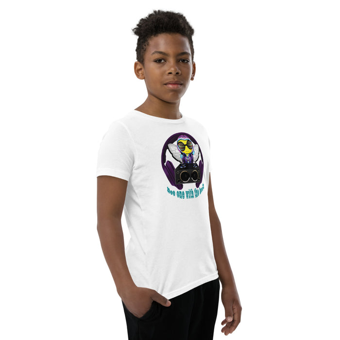 Cool & Cute PURPLE BEE 1 WITH THE BEAT Youth Short Sleeve T-Shirt