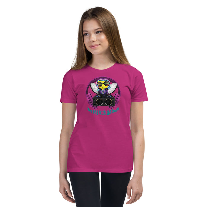 Girl Bee Collection Cool & Cute PINK BEE 1 WITH THE BEAT Youth Short Sleeve T-Shirt