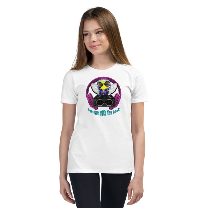 Girl Bee Collection Cool & Cute PINK BEE 1 WITH THE BEAT Youth Short Sleeve T-Shirt